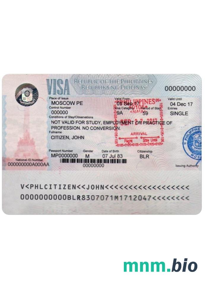 Filipiny visa przykład w PSD